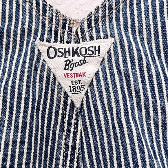 Vintage OshKosh BGosh Vestbak Pinstripe Overalls Baby 9 Month Railroad Conductor - Picture 4 of 6